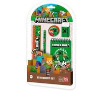 HOVUK Minecraft Ensemble de papeterie pour garçons - Ensemble de papeterie pour enfants, mini carnet, crayon, règle de 15 cm, gomme et taille-crayon, fournitures scolaires pour enfants de 3 ans et