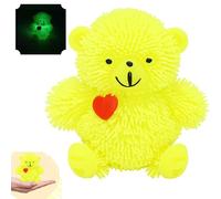 HOVUK Ours peluche lumineux extensible 9 cm - Jouet sensoriel interactif jaune anti-stress, balle anti-stress, cadeau unisexe