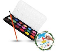 HOVUK Palette de Peinture Aquarelle - 18 Couleurs avec Pinceau, Art et Artisanat de Noël, Kit de Voyage, Cadeau pour Enfants