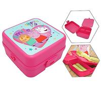 HOVUK Peppa-Pig Boîte à déjeuner en plastique de qualité alimentaire pour enfants, passe au micro-ondes et au lave-vaisselle, boîte à sandwich pour filles de 3 ans et plus 14 cm