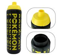 HOVUK Pokémon Bouteille d'eau 725 ml - Black Riff Twist 'n' Sip avec couvercle jaune - Bouteille en plastique sans BPA anti-fuite pour l'école, le sport et les voyages, pour garçons et filles à partir