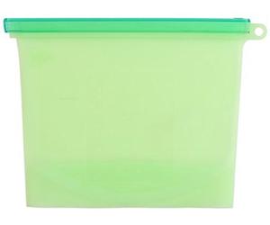 HOVUK® Sac de conservation alimentaire en silicone vert 1000 ml avec fermeture éclair, réutilisable, sans BPA, mince, réutilisable, résistant à la chaleur et au froid, anti-fuite