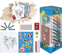HOVUK Super Mario Art Set de 35 pièces pour enfants avec crayons de couleur, feutres, bloc-notes et accessoires, collection idéale pour le dessin, les croquis, les travaux manuels, cadeaux de Noël