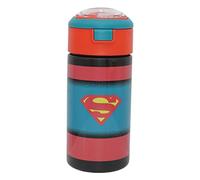 HOVUK Superman Bouteille d'eau pour enfants de 500 ml, bouteille en Tritan avec couvercle, passe au congélateur, bouton poussoir, cadeau pour enfants de 3 ans et plus