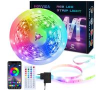 HOVVIDA Ruban LED 5m, LED Chambre, Bande LED, 150 LED, 30 LED/Mètre, LED 5m | 1x5m, 24V, APP et Télécommande, Synchronisation de la Musique, Mode Minuterie, pour Chambre, Salle de Jeux, Fête, Festival