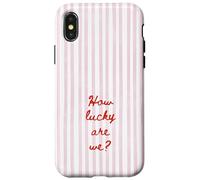 How Lucky are We Rose Stripe Positive Citation Tendance Esthétique Coque pour iPhone X/XS