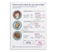 How Much Meat Per Day Poster Healthy Eating Guide Protein Consumption Chart Canvas Wall Art for Kitchen Dining Room(Unframed,08x12inch(20x30cm))