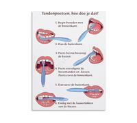How to Brush Teeth Correctly Step by Step Oral Hygiene Guide Educational Canvas Wall Art for Bathroom Decor(Unframed,12x18inch(30x45cm))