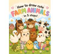 How to Draw Cute Farm Animals: Step-by-Step Drawing Book for Kids Ages 4-10: Learn to Draw 23 Cute Animals in 5 Easy Steps