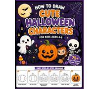 How to Draw Cute Halloween Characters for Kids Ages 4-8: Learn to Draw Pumpkins, Ghosts, Witches, Black Cats, Bats, Monsters, Candy, and Spooky Friends with 75+ Easy Step-by-Step Drawing Lessons