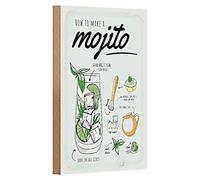 How to Make a Mojito | Plaque en bois | Recette de cocktail | Style rétro | 12 cm x 18 cm