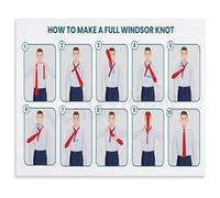 How To Tie A Tie Knots Poster Canvas Wall Art Men's Necktie Tutorial Step by Step Guide for Closet Dressing Room(Framed,12x18inch(30x45cm))