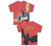 How To Train Your Dragon T-Shirt Garçon, Vêtements Enfant Été, Haut Coton Léger, Rouge 7-8 Ans