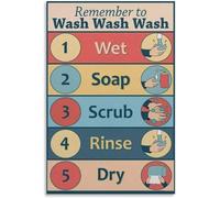 How to Wash Hands Poster for Kids Hand Hygiene Steps Health Educational Chart Daycare Elementary School Nurse Office Decor(Framed,12x18inch(30x45cm))