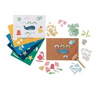 howa Jeu de marteaux Seaworld avec 76 pièces en bois, 10 modèles, plaque de liège, marteau et clous 7400