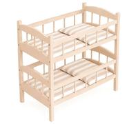 howa Lit superposé pour poupée en bois à rayures 24403 | Lit superposé pour poupées jusqu'à 48 cm, meuble de poupée avec 2 oreillers et couvertures, divisible en 2 lits simples