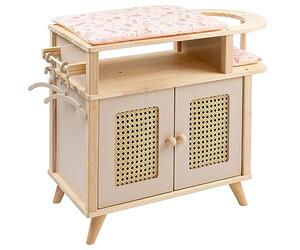 Howa Miniflowers 2760 Table à langer pour poupée en bois avec siège de poupée, revêtement, 2 cintres