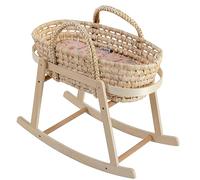 howa Mobilier de poupée Berceau de poupée en bois avec panier de transport amovible pour poupée miniflowers 2360