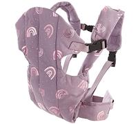 howa Porte-poupée ventral pour poupées bébé jusqu'à 50 cm Rainbow 29512 | Accessoires pour poupée bébé, porte-bébé pour poupée, bretelles réglables, couleur mauve avec imprimé arc-en-ciel brillant