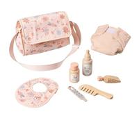 howa Sac à Langer pour poupées avec 7 Accessoires pour poupées 2960 | Sac à langer pour poupées avec bavoir, couche, biberon, peigne, tube de crème, boîte à poudre, thermomètre en bois