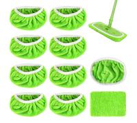 HOWAB Recharge Serpillière Microfibre pour Swiffer: 10 Pièces 25.4x11.5 cm Lavette de Rechange pour serpillere Balai, Lavables Réutilisables, Nettoyage Sec et Humide Bois