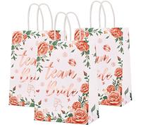 HOWAF 12 Pcs équipe mariée Sacs Team Bride Sacs de fête EVJF Accessoire Or Rose Floral équipe mariée Cadeau Sac Papier pour décorations de Mariage déguisement Enterrement Vie Jeune Fille Accessoires