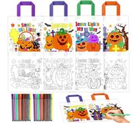 HOWAF 12 Religieux Sac Halloween Sacs à Main à Colorier & Couleurs Stylo, Sachet Bonbon Citrouille Christian pour Enfant Bricolage Halloween Cadeau