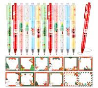 HOWAF 12 Stylo de Noël & Sticky Notes Notes de Noël, Stylo à Bille Noël Stylos Gel de Noël Père Noël Renne Arbre de Noël Stylo Noel, Papeterie Noel Adhésives pour Cadeau Noel, Cadeaux Noel