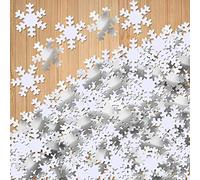 HOWAF 1500 pièces Flocons de Neige Paillette Confettis de Noël Confettis Mix Argent Blanc Flocons de Neige confettis pour Table de Noël Décorations Fête Anniversaire Mariage