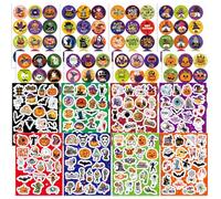 HOWAF 16 Feuilles Stickers Halloween 250pcs Autocollants Enfant Gommettes Citrouille Crâne Chauve-Souris Décoration Activité Manuelle