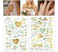 HOWAF 2 Feuilles Tatouage EVJF Accessoire, Tatouage Ephemere EVJF Mariage Faux Autocollants Futur Mariee Team Mariée Tatouages Ephémères pour Enterrement de Vie de Jeune Fille, Deguisement EVJF