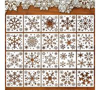 HOWAF 20 Pcs Pochoir Flocon de Neige de Noël Pochoir Kit de Dessin Au Pochoir en Plastique Réutilisable, Pochoirs en Forme de Flocons de Neige pour Décoration de Noël, Flocon de Neige Decoration