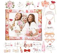 HOWAF 23pcs Kit EVJF Accessoire Photobooth avec Or Rose Team Bride Cadre Photo Gonflable Grand Cadre Photobooth Mariage pour EVJF Décoration Enterrement Vie Jeune Fille Accessoires