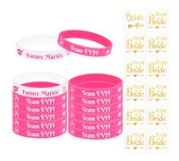 HOWAF 24 Pièces Kit EVJF Accessoire, 12 Elastiques Bracelet EVJF Future Mariée Team Bride Bracelet Silicone + 12 Tatouage Mariage Autocollant Mariage pour Enterrement de Vie de Jeune Fille,Cadeau EVJF