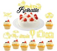 HOWAF 25 Décoration Retraite Topper Gateau Retraite, Cake Topper Vive La Retraite Cake Topper Retraite Cupcake Toppers Retraite pour Decoration Gateau Retraite Cadeau Retraite Femme Homme