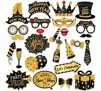 HOWAF 26 Accessoire Photobooth Nouvel an 2026, Happy New Year Photobooth Bonne Année Photo Booth Props Lunettes pour Deco Jour de l'An, Decoration Nouvel an 2026