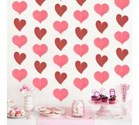 HOWAF 3 Pièces Saint Valentin Decoration Guirlande Cuore Kit, Rouges et Rose Coeur Guirlande Papier St Valentin Guirlandes Bannières pour Decoration Saint Valentin, Anniversaire, Demande en Mariage