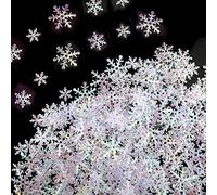 HOWAF 300 pièce Grand Flocons de Neige confettis de Table décoration Hiver Flocon de Neige Noël Décorations de Hiver Fête de Mariage, Anniversaire, Nouvel an