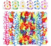 HOWAF 30pcs Tropical Hawaiian Lei Luau Fleurs Colliers Guirlandes et hawaien Plumeria Fleur Pince à Cheveux pour Enfants Adultes Mariage de Plage Hawaiian Party Décorations Photo Booth Props