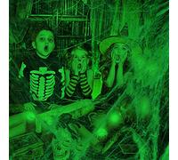 HOWAF 350g Éclairé Toile d'Araignées Décoration pour 1165 Pieds Carrés Halloween Extérieur Housse Extensible Décoration, Halloween Jardin Maison Hantée Décoration Fournitures Accessoires