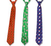 HOWAF 3pcs Cravate De No?l pour Hommes Adultes Gar?ons, Cravates De Nouveaut¨¦ Arbre de No?l Canne ¨¤ sucre P¨¨re No?l Cravate pour No?l Hommes Cadeau, Une Taille