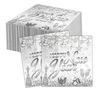 HOWAF 40 Serviette Papier Nouvel An 2027, Serviettes Happy New Year Serviette de Table Papier Jetable pour Deco Jour de l'An, Decoration Nouvel An 2027, Decoration Table Bonne Année, Argent