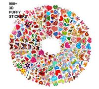 HOWAF 50 Feuilles Plus de 900 Novelty Autocollants 3D pour Enfant, Fille, Garcon, Gommettes Stickers Enfant Récompenser Scrapbooking, Lettres, Coeur, Papillon, Fleur et Plus