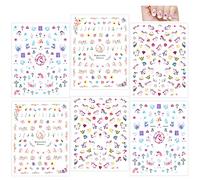 Howaf 500+ dessins 3D Licorne Stickers Ongles decoration nail art Ongle Autocollants auto-adhésives pour enfants filles femmes