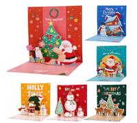 HOWAF 6 Carte Pop Up Noel, Carte Cadeau Noel Carte Joyeux Noel Carte de Voeux Noel Père Noël Renne Bonhommes de Neige 3D Carte de Noël pour Amis Famille Collègues Cadeaux de Noël Party Supplies