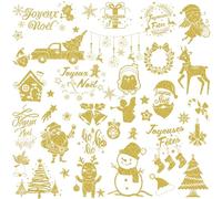 HOWAF 6 Feuilles Autocollant Noel Pailletées Or Gommettes Noel Enfant Père Noël bonhomme de neige renne flocons de neige Stickers Noël pour Scrapbooking DIY Décoration Cadeau de Noël Enfant