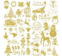 HOWAF 6 Feuilles Autocollant Noel Pailletées Or Gommettes Noel Enfant Père Noël Renne Flocons de Neige Stickers Noël pour Scrapbooking DIY Décoration Cadeau de Noël Enfant