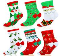 HOWAF 6 Paires Chaussettes en Coton De Noël pour Enfants Adultes, Chaussettes Chaudes de Noël pour Hommes Femmes Filles Garçons Cadeau de Noël, Unisexes Chaussettes pour Sac De Veille de Noël