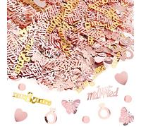HOWAF 70g Confettis de Mariage Or Rose Plastique Just Married Confettis Coeur Confettis de Mariage Mr & Mrs Coeur Sparkle Confetti Jeter Table de dîner Scatter Décoration de Table de Mariage de Fête