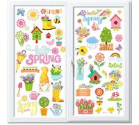 HOWAF 8 Stickers Fenetre Printemps, Decoration Printemps Autocollants de Fenêtre Printemps Stickers Vitre Fleurs Papillon Autocollants Décoratifs Deco Printemps Autocollants de Décoration pour Fenêtre
